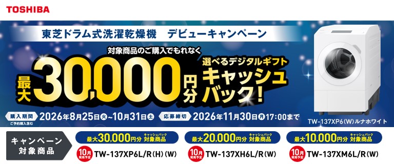TOSHIBA ドラム式洗濯乾燥機ZABOON［右開き/洗濯13kg/乾燥7kg