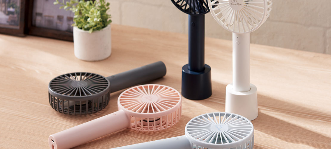 USB扇風機/充電可能/ハンディ/充電スタンド付/ブルー