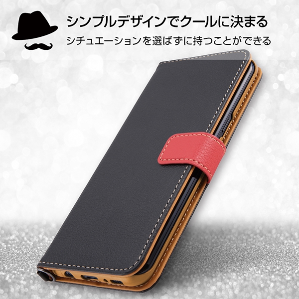 Galaxy S8+ 手帳型 2トーンカラー/ブラック/オレンジ