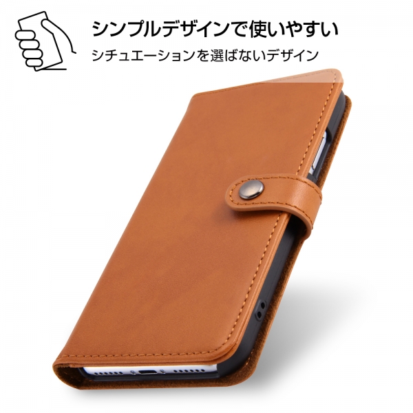 iPhone X/XS 手帳 本革 スナップ/ブラウン