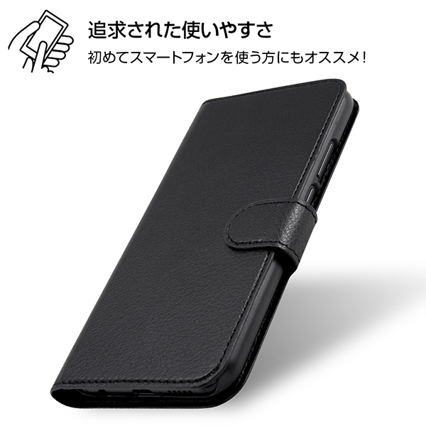 P20 lite 手帳 シンプル マグネット/ブラック/ブラック