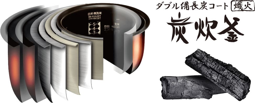 IH炊飯ジャー炊飯器 5.5合炊き 炭炊釜 黒曜（5層厚釜）
