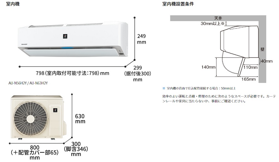 エアコン N-Hシリーズ【主に20畳/ 6.3KW/ 200V/ホワイト/2021年モデル/COCORO AIR/