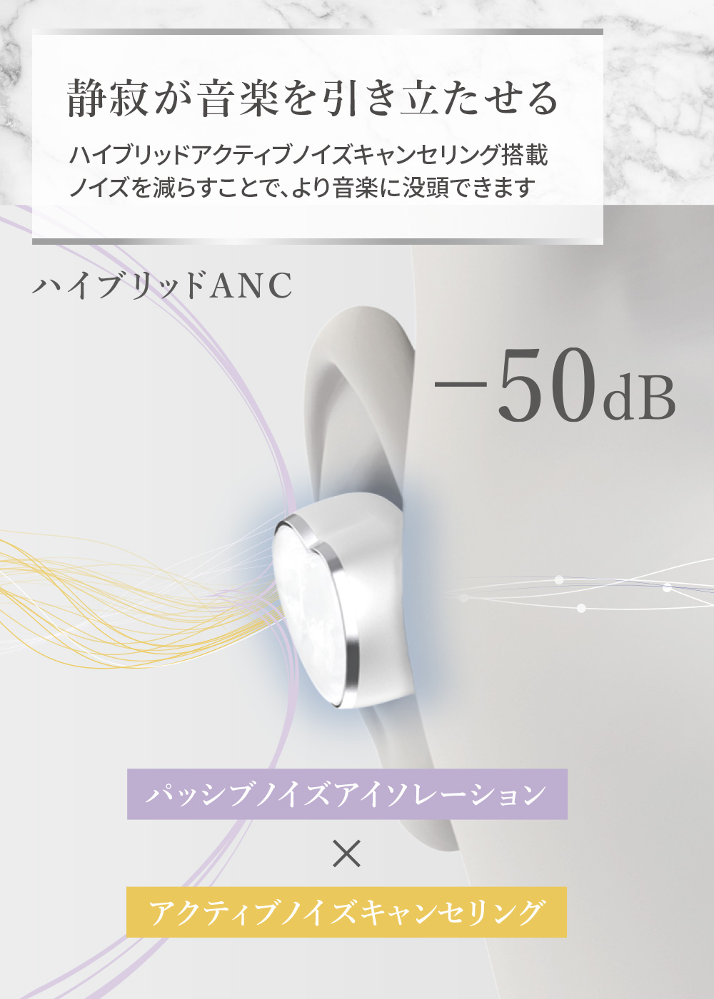 イヤホン【ワイヤレス(左右分離)/Bluetooth/マイク対応/ノイズキャンセリング対応/ラベンダー】 