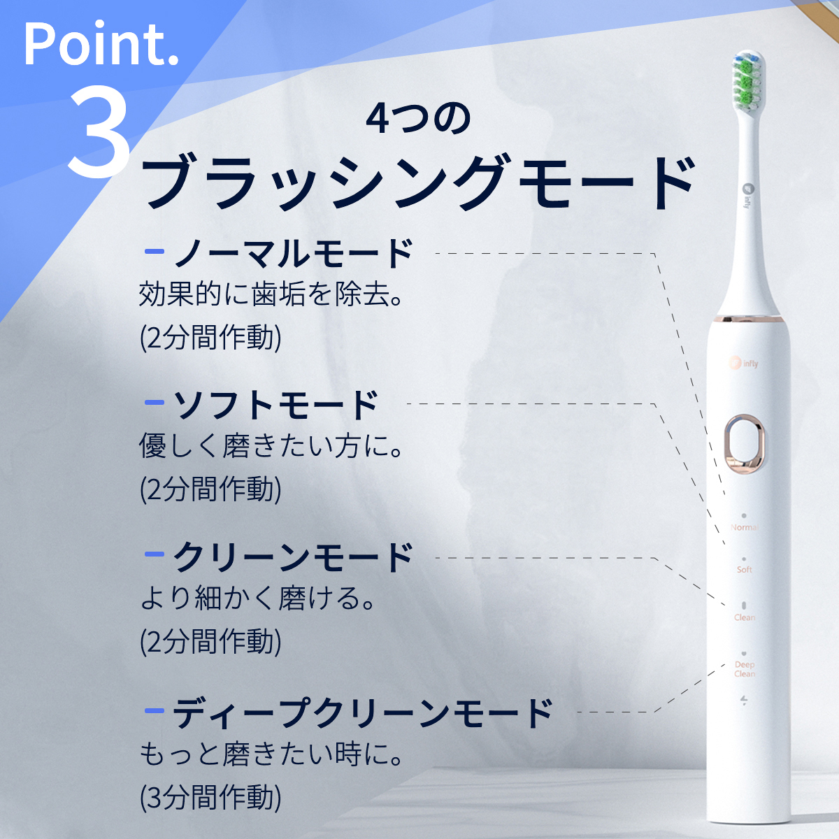 infly-PT02WH リニア音波振動式電動歯ブラシ