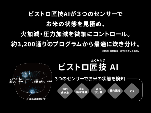 可変圧力IH炊飯器 Bistro(ビストロ)Wシリーズ[5.5合/ブラック]