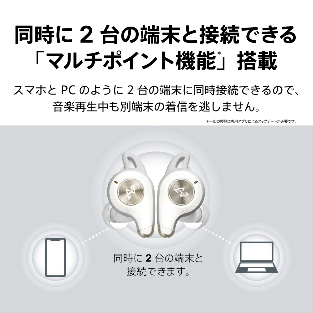 【ワイヤレス(左右分離)/Bluetooth/マイク対応/ノイズキャンセリング対応/パールホワイト】TE-D01q2-WH