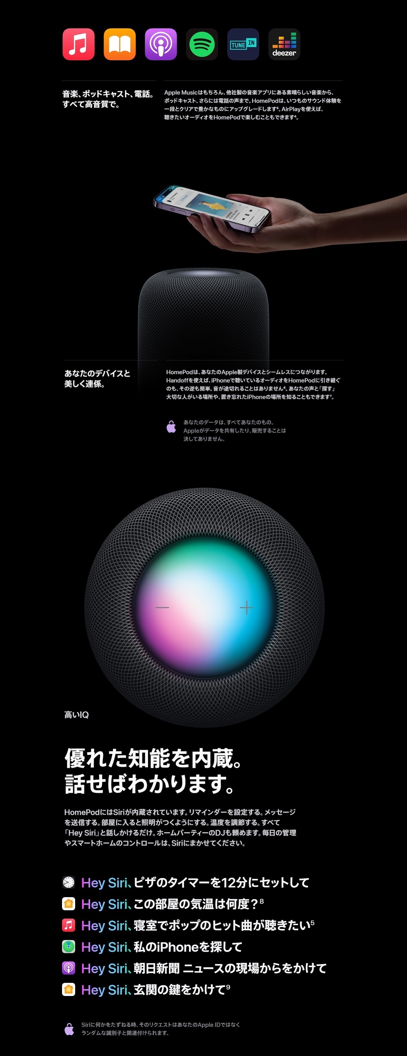 Apple MQJ73J-A HomePod【第2世代/ミッドナイト/2023年2月モデル