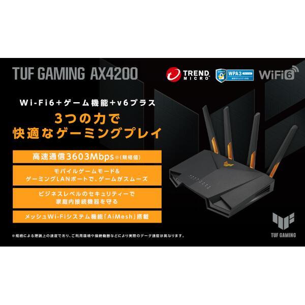 ASUS TUF-AX4200-J 無線LANルーター TUFシリーズ【親機/Wi-Fi6/3603+