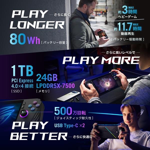 ASUS RC72LA-Z1E24G1T ASUS ROG Ally【7.0インチ/Windows 11
