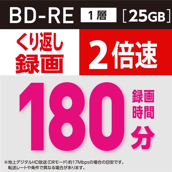 ELSONIC 録画用BD-RE【25GB/繰り返し使える/10パック】 EI