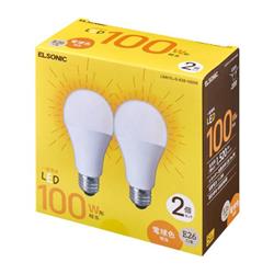 ELSONIC LDA11LGE26102DE LED電球E26【100形/電球色/2個セット