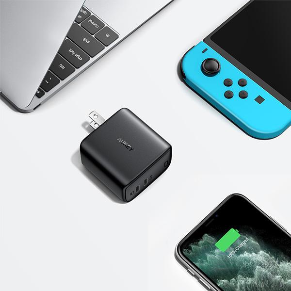 AUKEY PA-B4-BK AUKEY(オーキー) USB充電器 Omnia Duo 65W PD対応 [USB-C 2ポート] ブラック |  ノジマオンライン