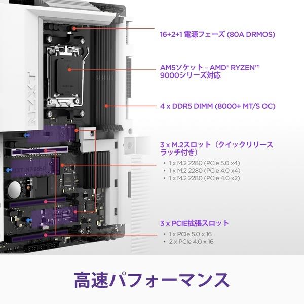 NZXT N7 B850 ATXゲーミング マザーボード ホワイト N7-B85XT-W1