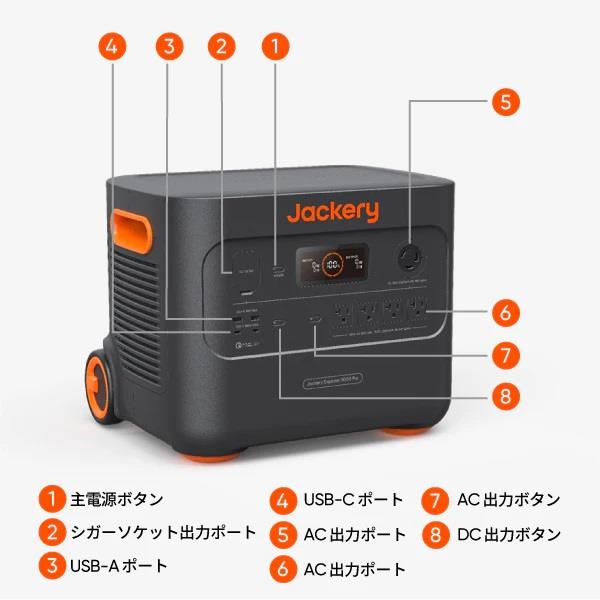 Jackery JE-3000A ポータブル電源 3000 Pro【ポータブル電源/高速充電対応/3024Wh/3000W/AC×5/USB-Ax2/USB-Cx2/車載シガーソケットx1】  | ノジマオンライン