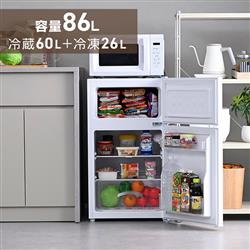 ELSONIC 2ドア冷蔵庫86L[2ドア/右開き/冷蔵室60L/冷凍室26L