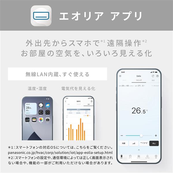 Panasonic エアコン eolia(エオリア)Jシリーズ6畳/2.2kW/100V/ナノイー 