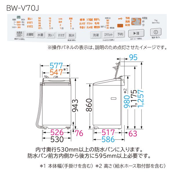 HITACHI 全自動洗濯機 ビートウォッシュ【洗濯7.0kg/ホワイト