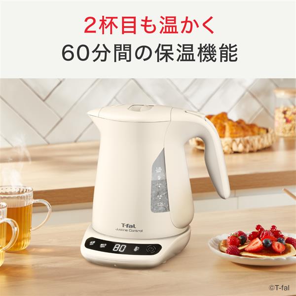 T-fal ジャスティン ロック コントロール 1.2 電気ケトル アイボリー T-fal ケトル ジャスティンロックコントロール[1.2L/アイボリー/温度
