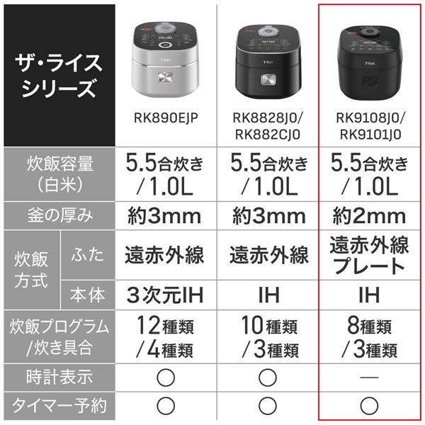 IH炊飯器エッセンシャル 5.5合 ブラック製品品番：RK9108J0 T-fal（ティファール） ザ・ライス 遠赤外線IH炊飯器エッセンシャル
