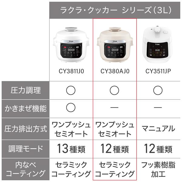 ティファール 電気圧力鍋 ラクラ・クッカー[アイボリー] CY380AJ0