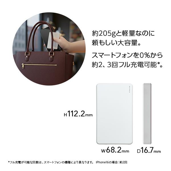 オズマ 準固体モバイルバッテリー10000mAh ホワイト SSLUCM100-CCWH
