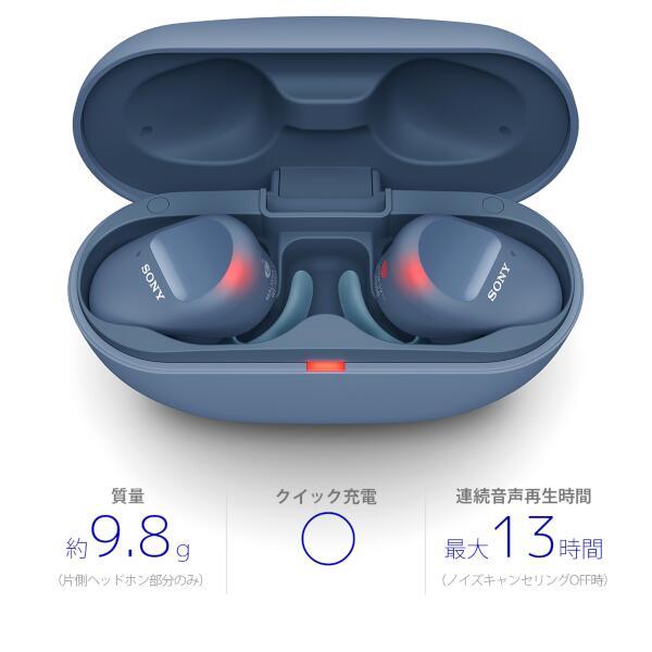 SONY WF-SP800N-LM イヤホン【ワイヤレス(左右分離)/Bluetooth/リモコン・マイク対応/ブルー】 | ノジマオンライン