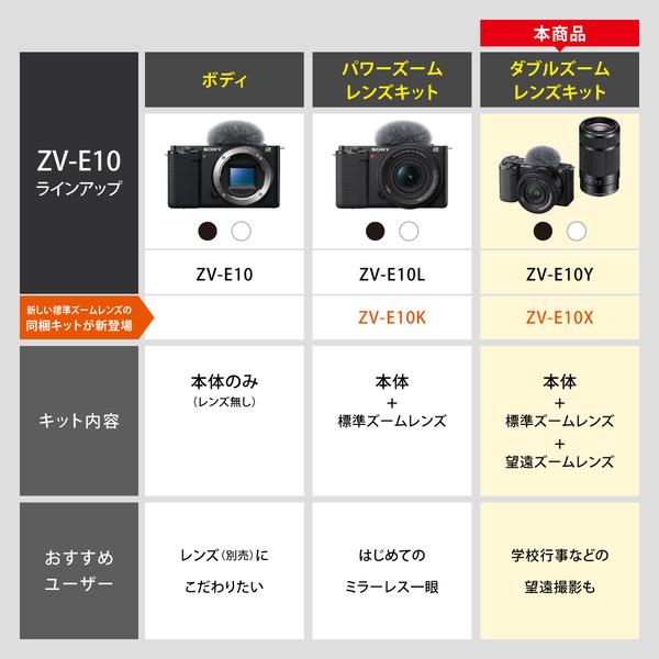 SONY VLOGCAM ダブルズームレンズキット ブラック ZV-E10X-B | ノジマ