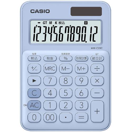カシオ CASIO 電卓 12桁 ペールブルー ミニジャストタイプ MW-C20C-LB-N n5ksbvb たのめーる】カシオ カラフル電卓 ミニジャストタイプ 12桁