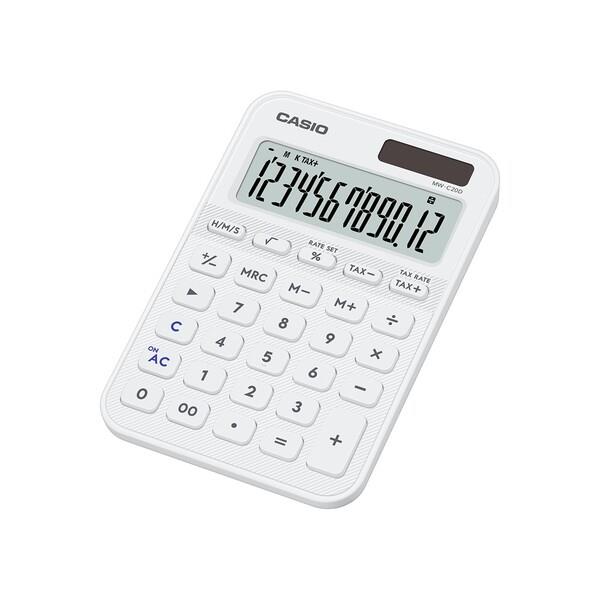 カシオ CASIO デザイン電卓 ミニジャスト カラフル[12桁 / ホワイト