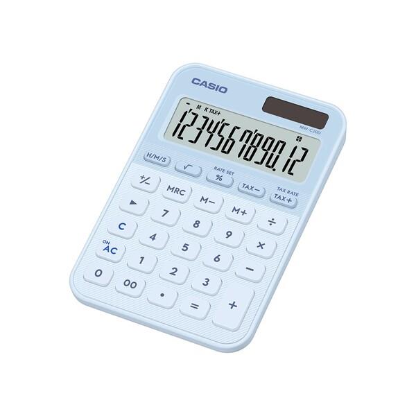 カシオ CASIO デザイン電卓 ミニジャスト カラフル[12桁 / ライトブルー ] MW-C20D-LB-N | ノジマオンライン