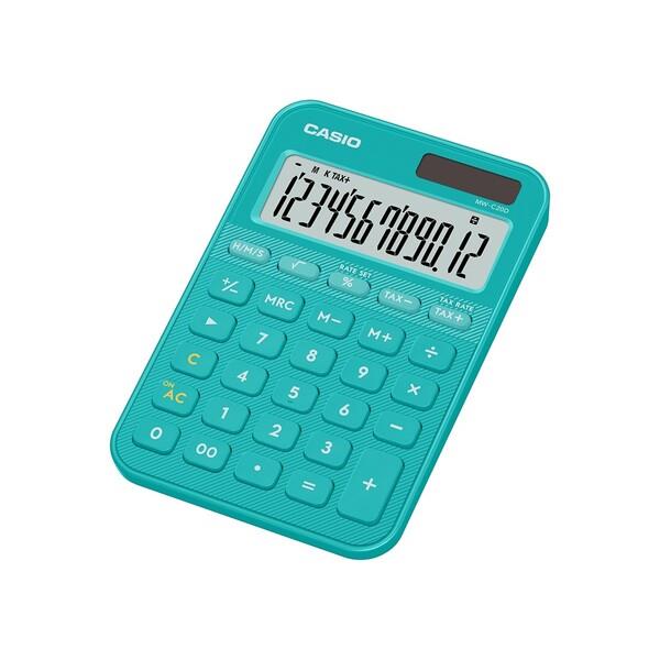 カシオ CASIO デザイン電卓 ミニジャスト カラフル[12桁 / ターコイズ
