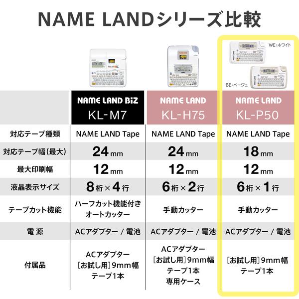 CASIO KL-P50-WE ラベルライター NAMELAND【最大印字幅12mm CASIO KL-P50-WE ラベルライター NAMELAND【最大印字幅12mm