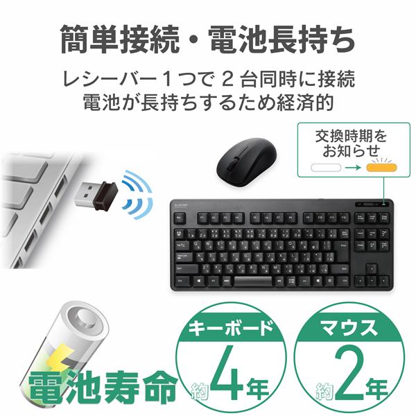 ELECOM TK-FDM105MBK 無線キーボード/メンブレン式/コンパクトサイズ/マウス付/ブラック | ノジマオンライン