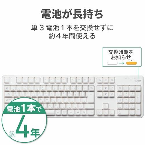 ELECOM 無線キーボード/メンブレン式/フルサイズ/ホワイト TK