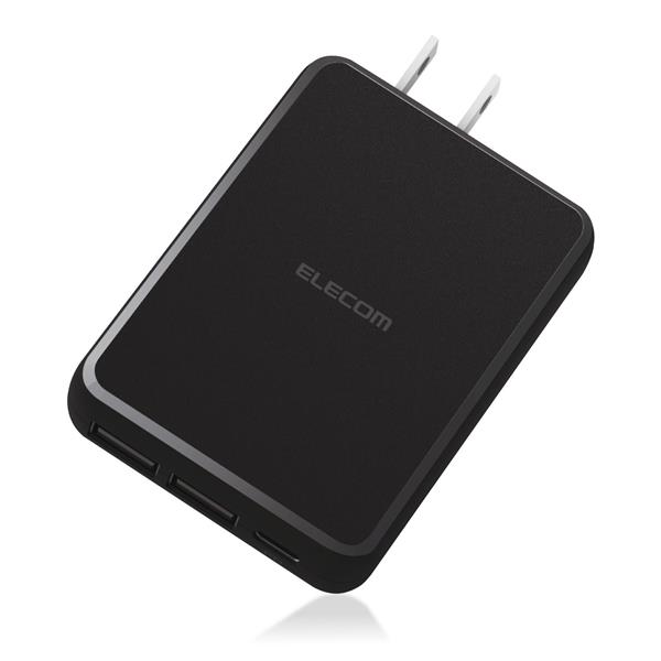 ELECOM EC-AC07BK USB Type-C 充電器 【PD対応/合計出力42W/タイプC ×1/タイプA ×2/iPhone/iPad/Android/ブラック】  | ノジマオンライン