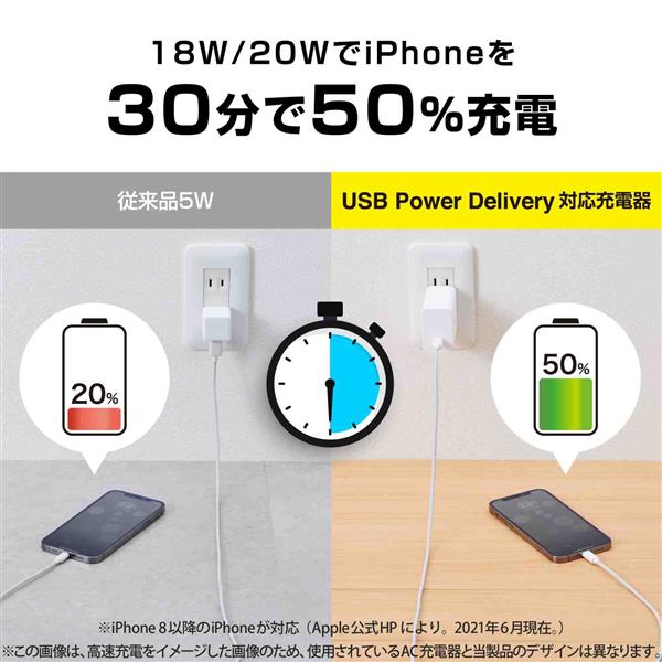 ELECOM MPA-ACCP17BK USB Type-C 充電器 PD対応 20W タイプC ×1