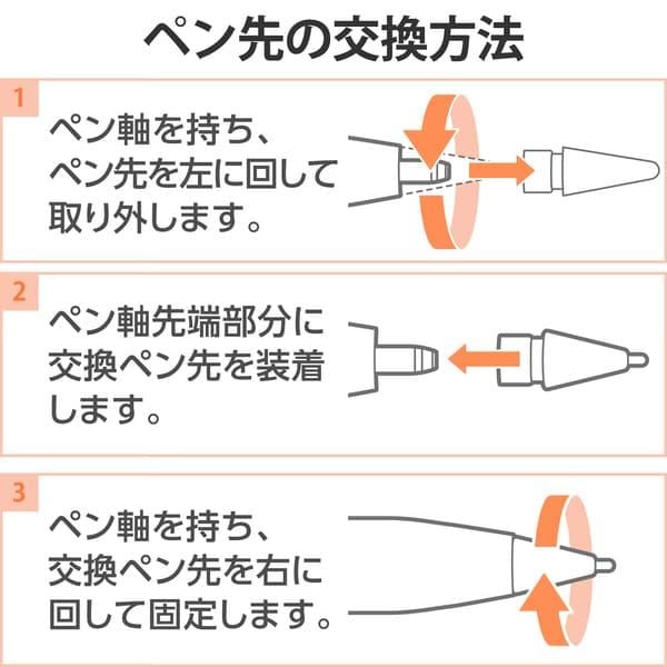 ELECOM Apple Pencil ペン先 交換 極細 1mm 金属製 2個セット ホワイト