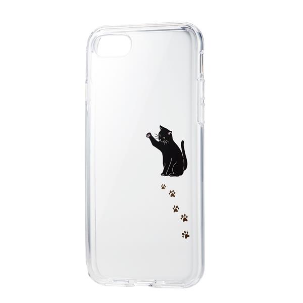 Elecom Pm 2stsgcat Iphone Se 第3世代 第2世代 用 ケース ハイブリッド Appleテクスチャ 黒ネコ ノジマオンライン