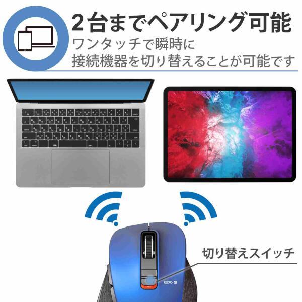 ELECOM M-XGM15BBSBU ワイヤレスマウス 無線 Bluetooth 静音 5ボタン Mサイズ 握りの極み ブルー | ノジマオンライン