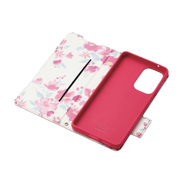 ELECOM PM-G224PLFUJPND Galaxy A53 5G(SC-53C/SCG15)用 ケース【手帳型/Flowers/薄型/ディープピンク】  ノジマオンライン