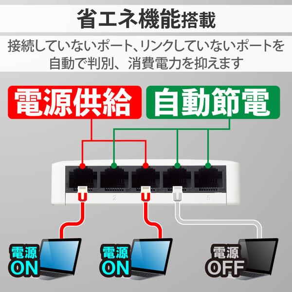 ELECOM スイッチングハブ 5ポート Giga対応 1000 100 10Mbps