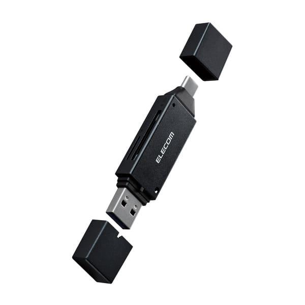 ELECOM SDカードリーダー USB Type-C & USB-A 両対応 直挿し ブラック