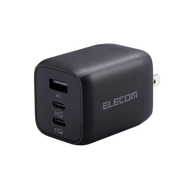 ELECOM ノートパソコン 充電器 PD65W PPS対応 Type-C×2 USB A×1