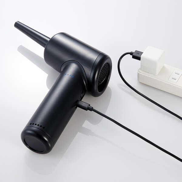 ELECOM エアダスター 電動 USB充電式 強力ブロワー 3段階風量