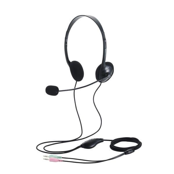 ELECOM ヘッドセット マイク付き ヘッドホン 有線 3.5mm 3極×2接続