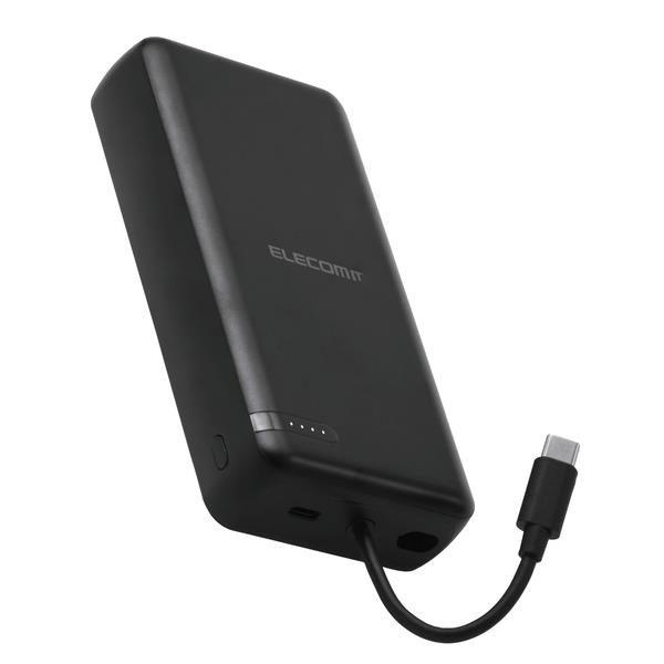 ELECOM モバイルバッテリー 大容量 20000mAh USB-Cケーブル一体型 機内