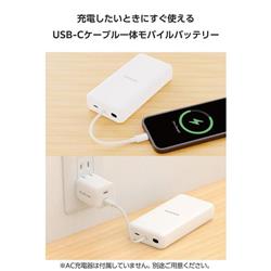 ELECOM モバイルバッテリー 大容量 20000mAh USB-Cケーブル一体型 機内