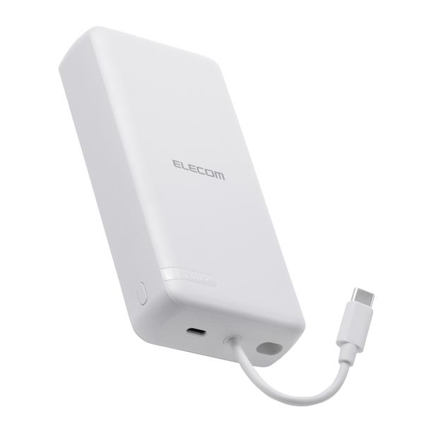 ELECOM モバイルバッテリー 大容量 20000mAh USB-Cケーブル一体型 機内