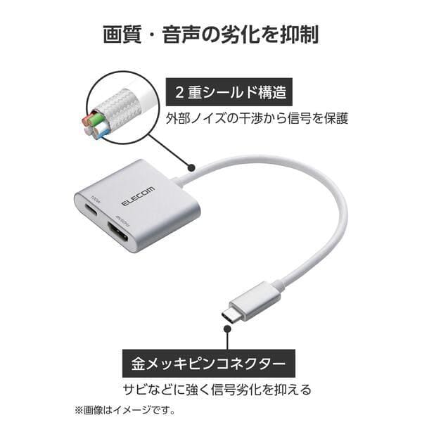 ELECOM USB Type-C HDMI変換アダプター 12cm USB-C to HDMI ×2 変換アダプタ 12cm 4K 60Hz 黒 AD-CHDMI2BK2